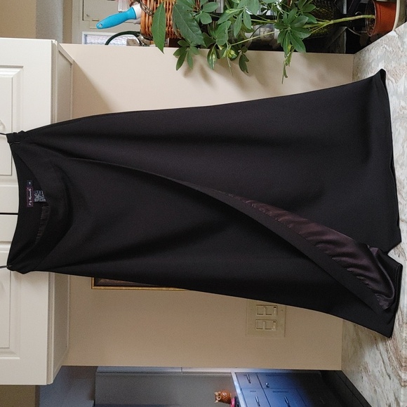 Vintage F. by Façonnable Black Semi-Wrap Gabardine Long Skirt